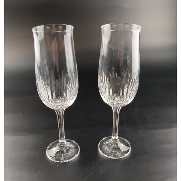 2 Champagne Flutes 8” Tall 1.75” Mouth & 2.5” Base VTG Toasting Celebration - Picture 2 of 9